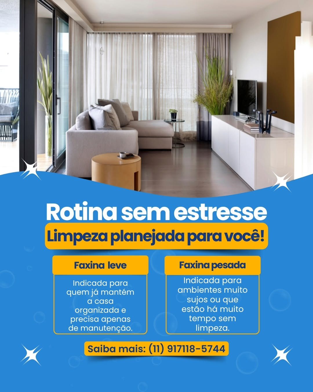 Flyer de faxina leve e pesada