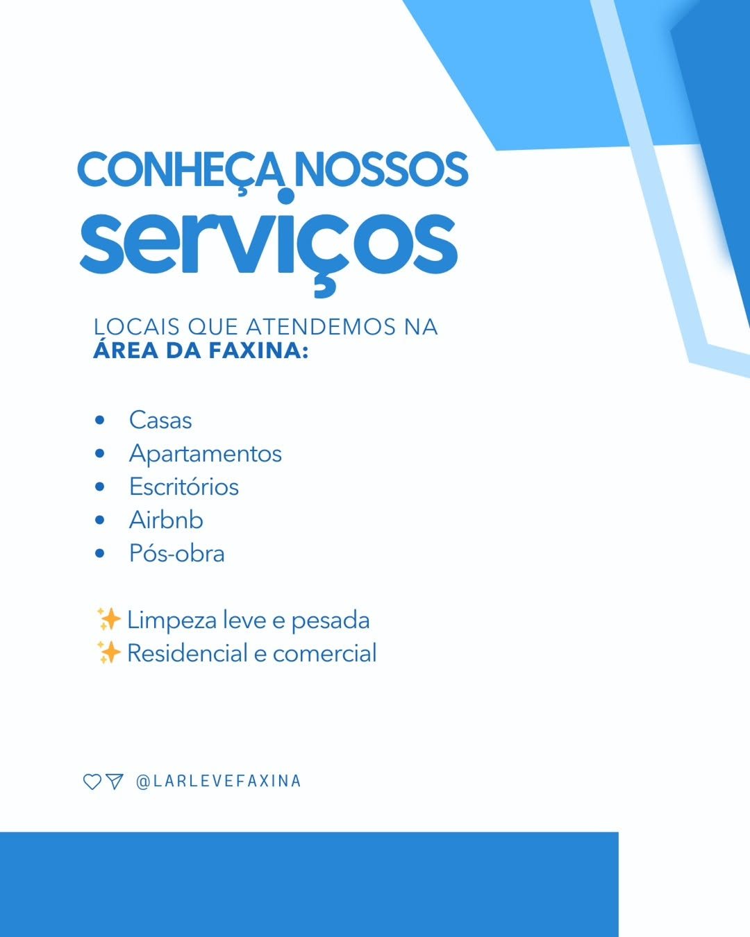 Flyer com locais atendidos e tipos de limpeza